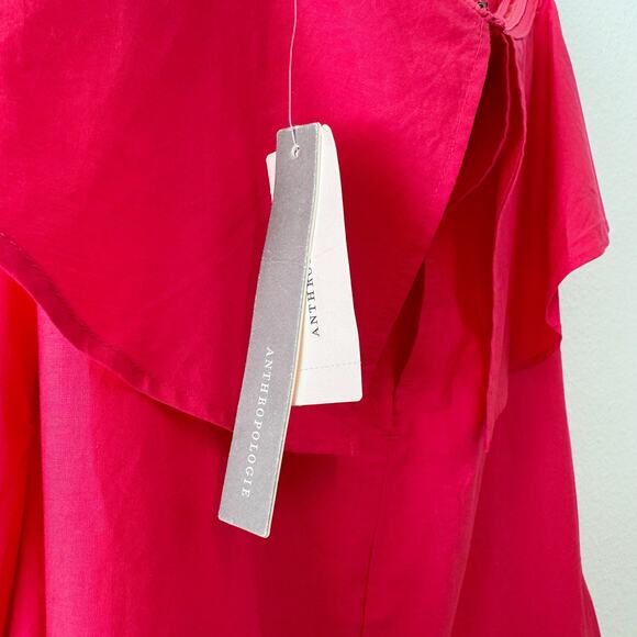 NWT Anthropologie Strapless Flounce A-Line Midi Dress Pink Rose Size XS - Picture 4 of 7